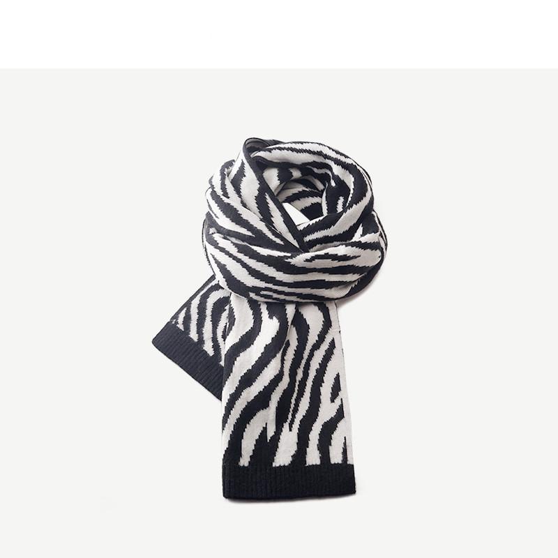 

Winter women's zebra striped scarf long warm shawl scarf fashion knitted 2020 new