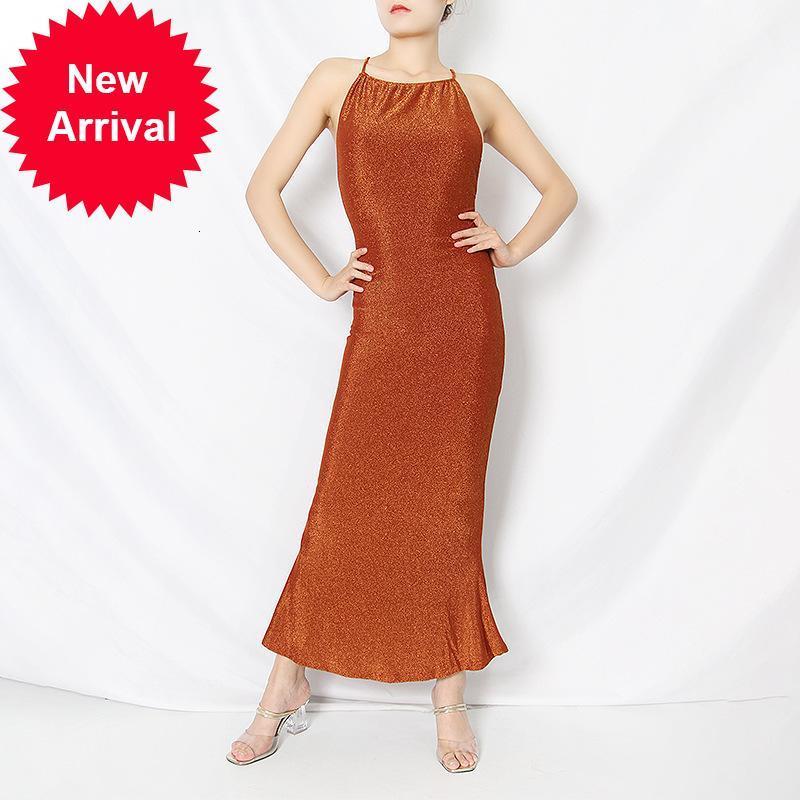 

Design 2021 New of the Fishtail Hem Brand Long Dress Thin Sexy Tight Summer with No Back Cross Bandages Vacation Clothes II4L, Red.