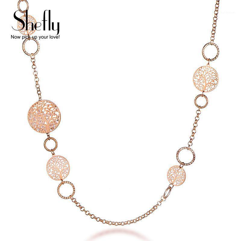 

Rose Gold Color Long Necklaces For Women Sweater Chain Tree Of Life Necklace Luxury Charms Fashion Jewelry Wedding Gift 20201
