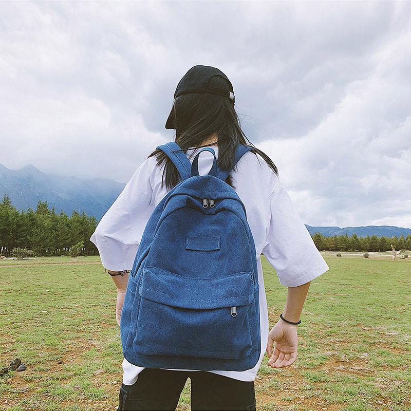 

Casual Canvas Men And Women Couple Students In High Backpack Schoolbag Backpack School Bags For Teenage Girls Travel, Black