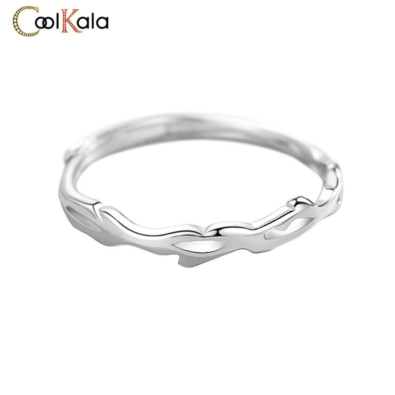 

Wedding Rings Coolkala S925 SilverWomen's Simple Smooth Cut Out Thorn Ring Opening Adjustable Hand Jewelry