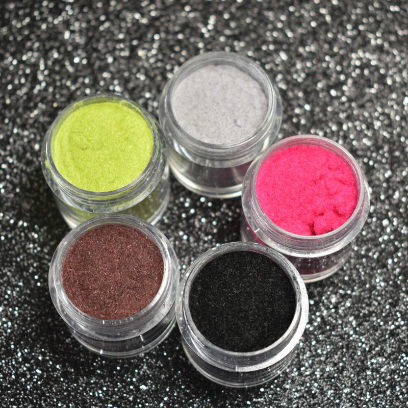 

3g/jar Fashion Nail Glitter Powder Dust Fuzzy Black White Pink Yellow Flocking Velvet Nail Art Decoration for Art Tips