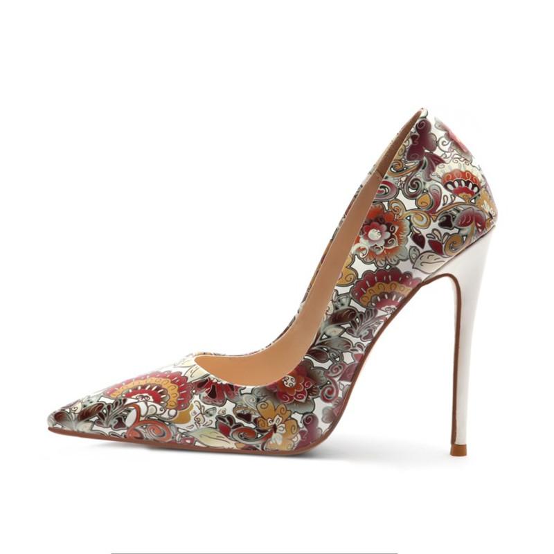 

SHOFOO shoes,Beautiful fashionable lady's shoes, leather fabric, about 12cm high-heeled women's shoes, pooled toe pumps., Multi