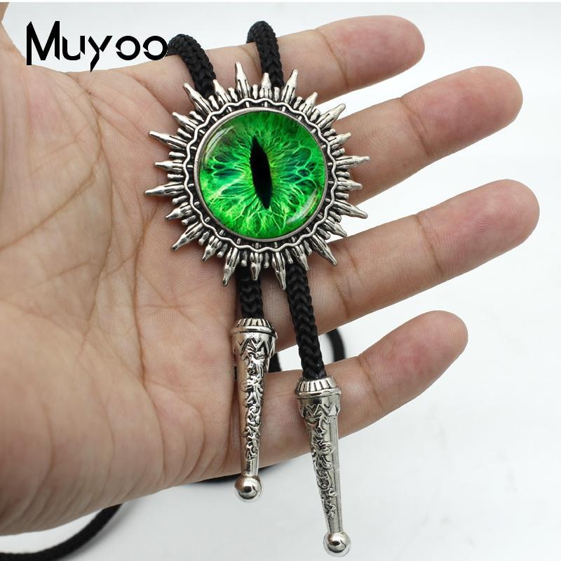 

BOLO-0096 New Fashion Vintage Style Green Cat Eyes Glass Round Cabochon Bolo Ties For Men Adjustable Neck Ties Fashion1