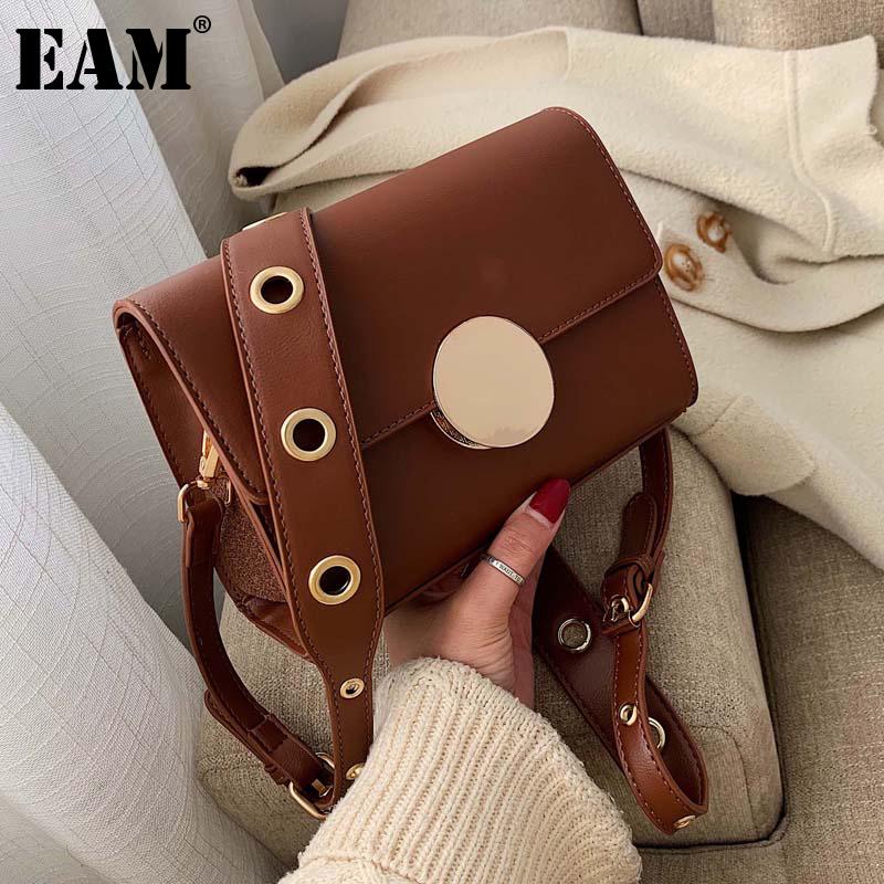 

[EAM] Women New Trend Vintage Small PU Leather Flap Personality All-match Crossbody Shoulder Bag Fashion Tide 2021 18A1115, Black