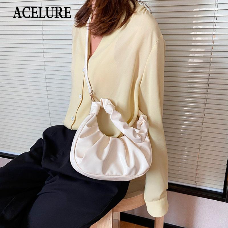 

ACELURE Solid Color Elegant Ladies All-match Shopping Purse Bag Women Shoulder Bags Fashion Soft PU Leather Zipper Messenger Bag, Black