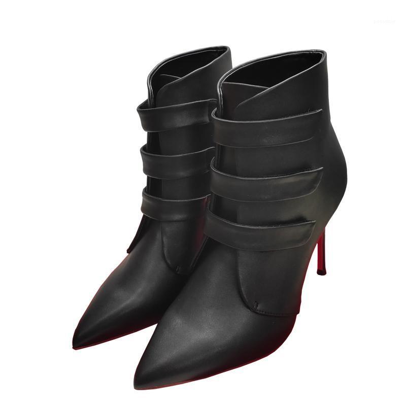 

Size 34-45 Winter Soft Matte Leather Pointy Toe Genuine Leather Inside Popular Design Women Ankle Boots1, Black 8cm