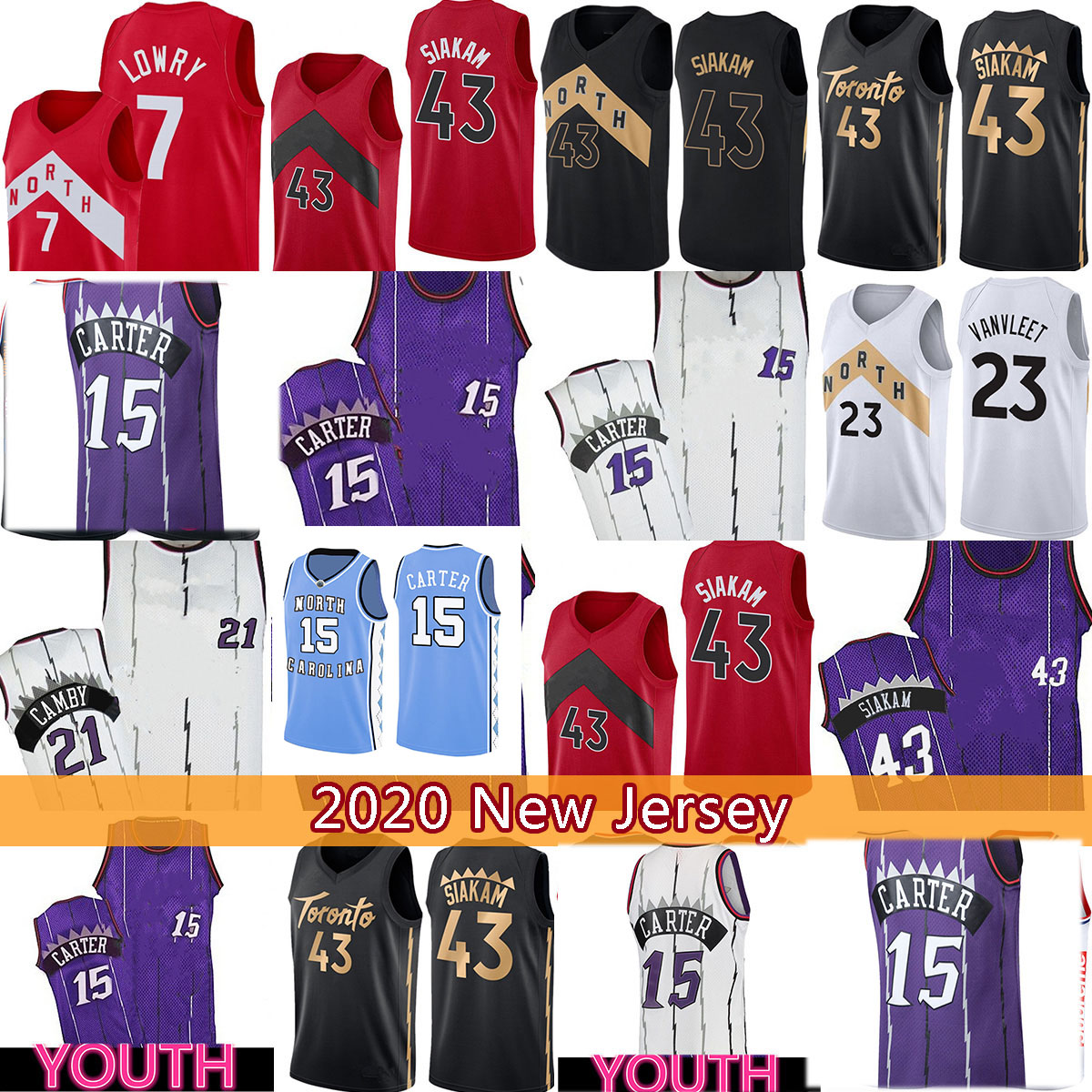 

Vince 15 Carter Pascal 43 Siakam Marcus 2021 new Basketball Jersey Mens Youth VanVleet Kyle Tracy Lowry McGrady jerseys, Please buy $20 - if only need logos