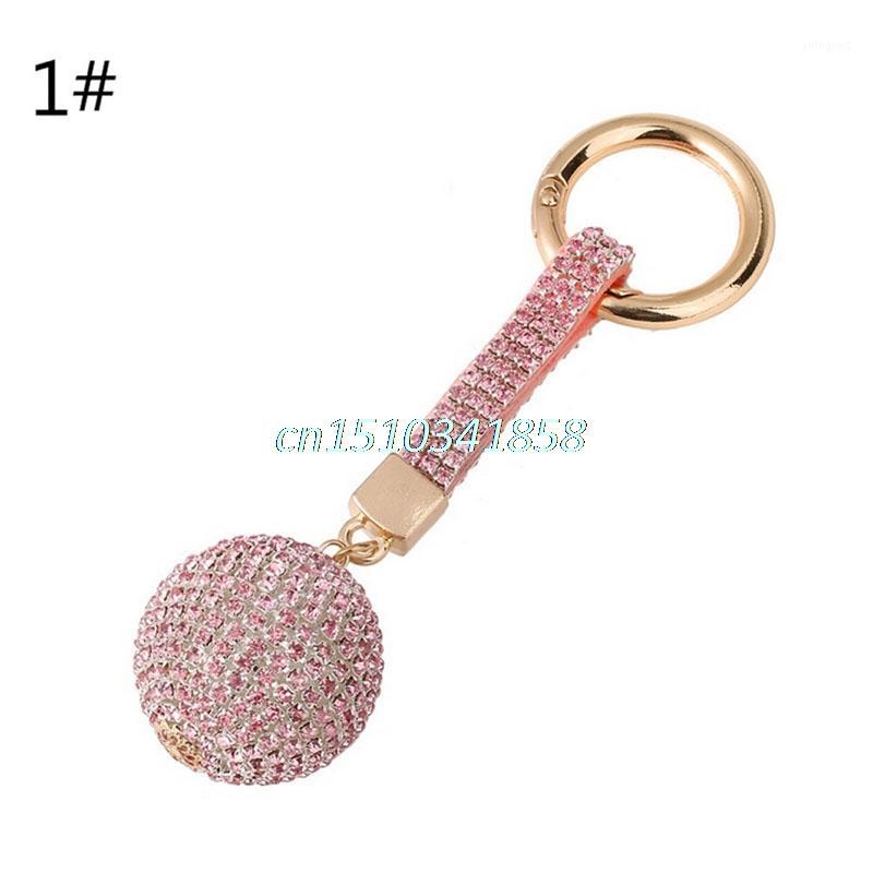 

Keychains Fashion Cute Crystal Rhinestone Keyrings Leather Ball Key Chains Holder Purse Bag For Car Christmas Gift Jewelry #Y51#1