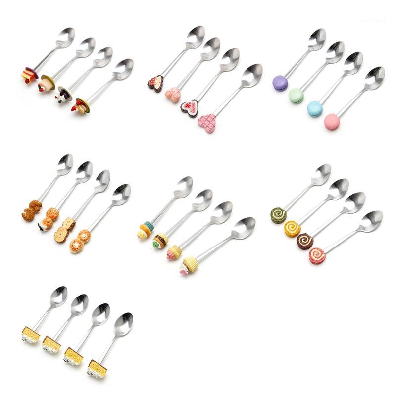 

1pc Cute Kids Resin Dessert Cake Ice Cream Stainless Steel Spoons Coffee Teaspoon1