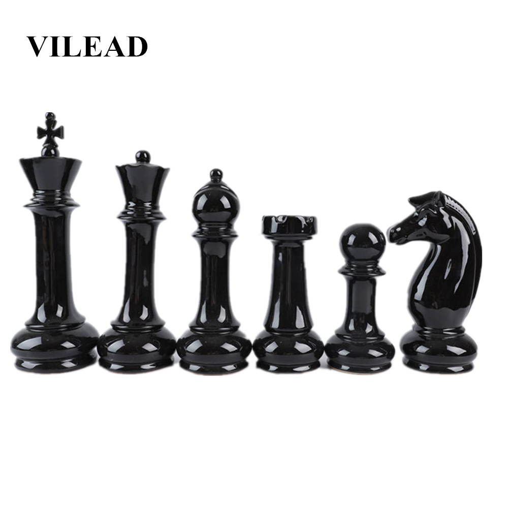 

VILEAD Six-Piece Set Ceramic International Chess Figurines Creative European Craft Home Decoration Accessories Handmade Ornament T200710