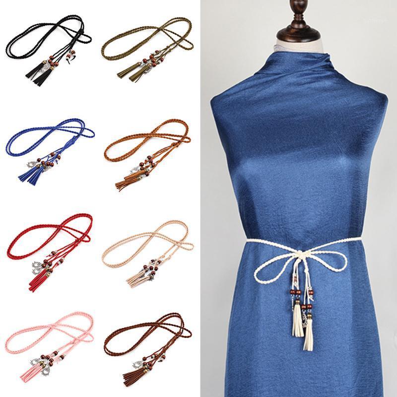 

170cm Waist Belt Woven Braid Women Belt PU leather Tassel Waistband 2020 New Waist Rope for Dress Women Decorated Belts1, Black