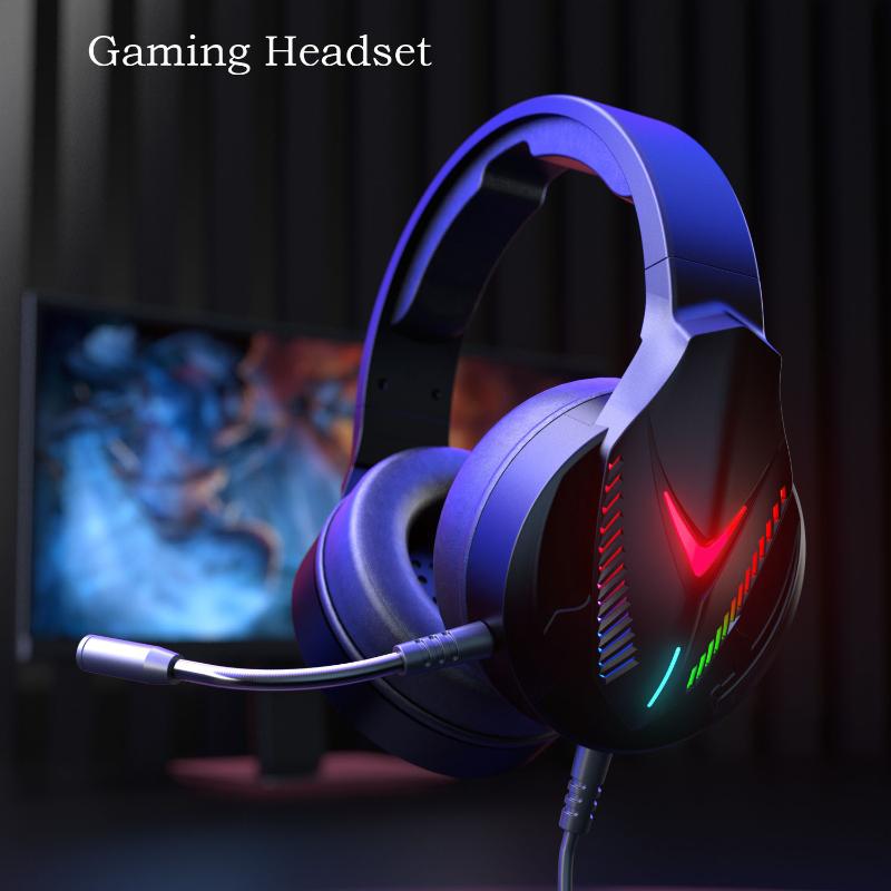 

Gaming Headphones Wired Headset With Mic 3.5mm Over-Ear hi-fi Stereo computer earphone Professional Gamer Headset For PC phones, Black