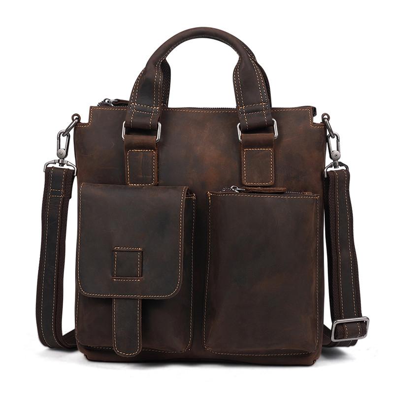 

Men's Bag Crazy Horse Leather Crossbody Bags For Men Messenger Bag Men Leather Men's Shoulder Bags Male Handbags, Crazy horse coffee