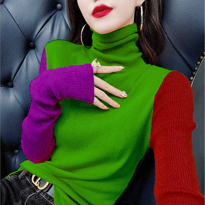

2021 New Kintted Women Shirt Seat Counter Wife Jumper Gola High Long Street Women's Clothes 93ZA, Yellow