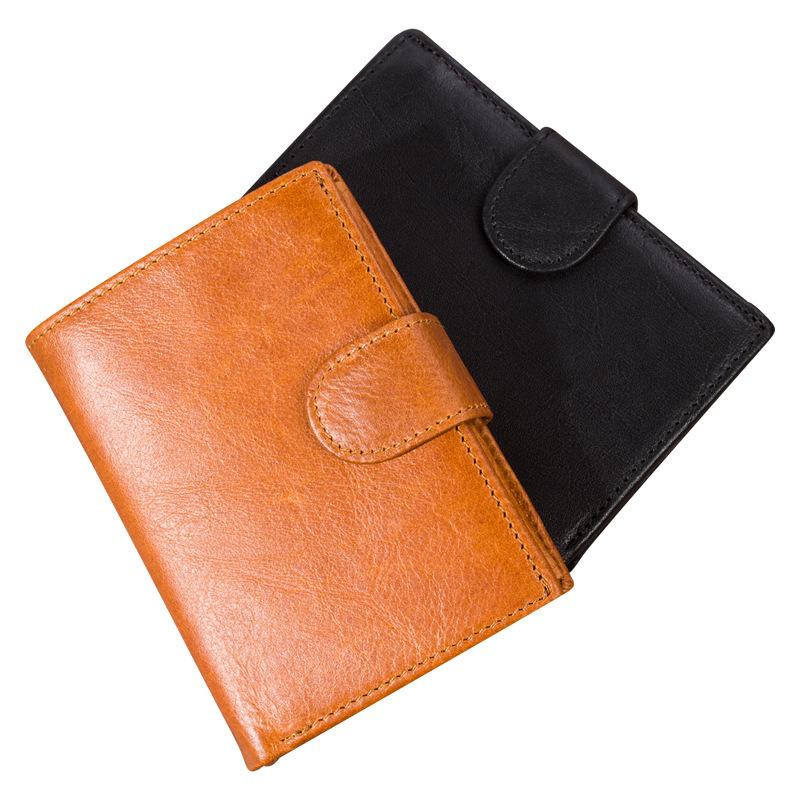 

Men Genuine Leather Clutch Wallets Purses Vintage Men's Short Wallet First Layer Real Leather Multi-Card Bit Retro Card Holder, Black
