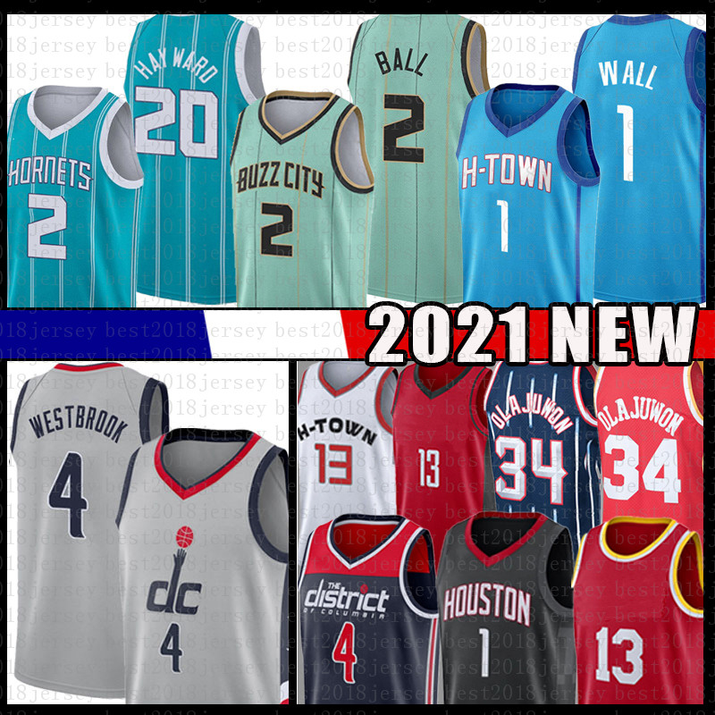 

LaMelo 2 Ball Gordon 20 Hayward 13 Harden John 1 Wall Basketball Jersey Hakeem 34 Olajuwon Russell 4 Westbrook Jerseys