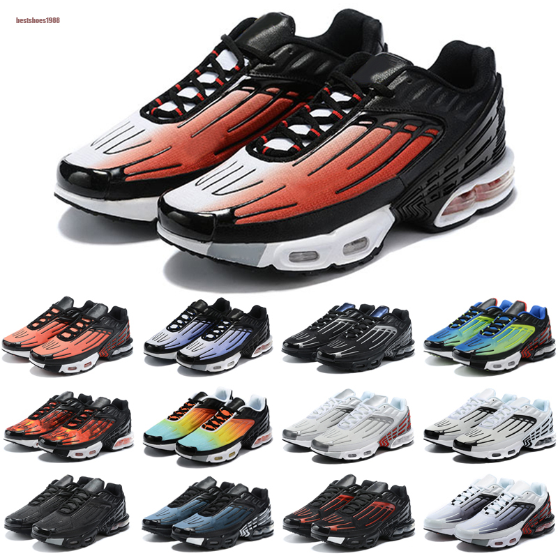 

2021 Plus III 3 TN Mens Fashion TUNED Run Shoes Women Chaussures Black White Triple Sports Sneakers requin Blue Spider Eur36-45, Color 20