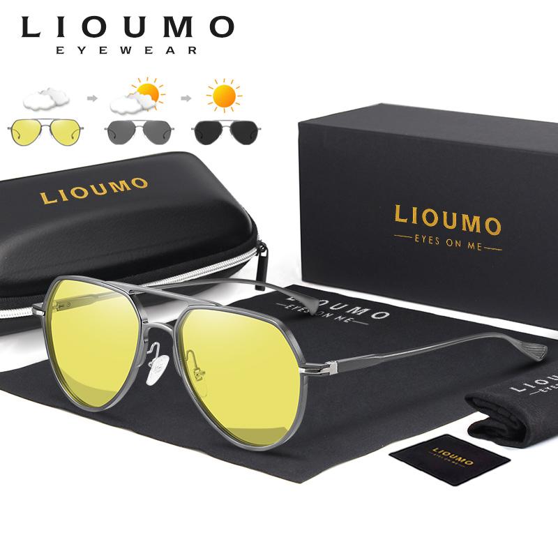 

Aluminum Magnesium Frame Discoloration Aviation Sun Glasses Women Men HD Photochromic Sunglasses Polarized Driving Anti-Glare