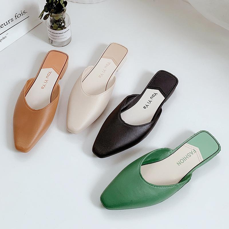 

Flat Women Shoes Slip On Casual Woman Summer Pointed Toe Loafers Outdoor Sandals Low Heel Lazy Slippers Women Shoes Hot Sale, Black