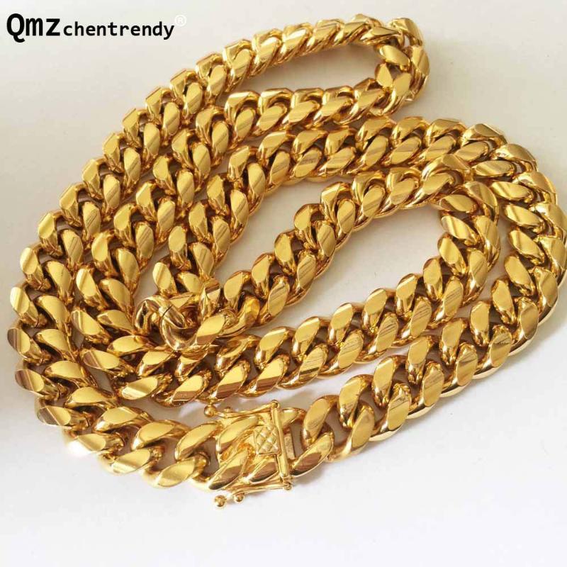 

2020 New Arrival 8mm/10mm/12mm/14mm Stainless Steel Miami Curb Cuban Chain Necklaces Mens Casting Dragon Lock Clasp jewelry