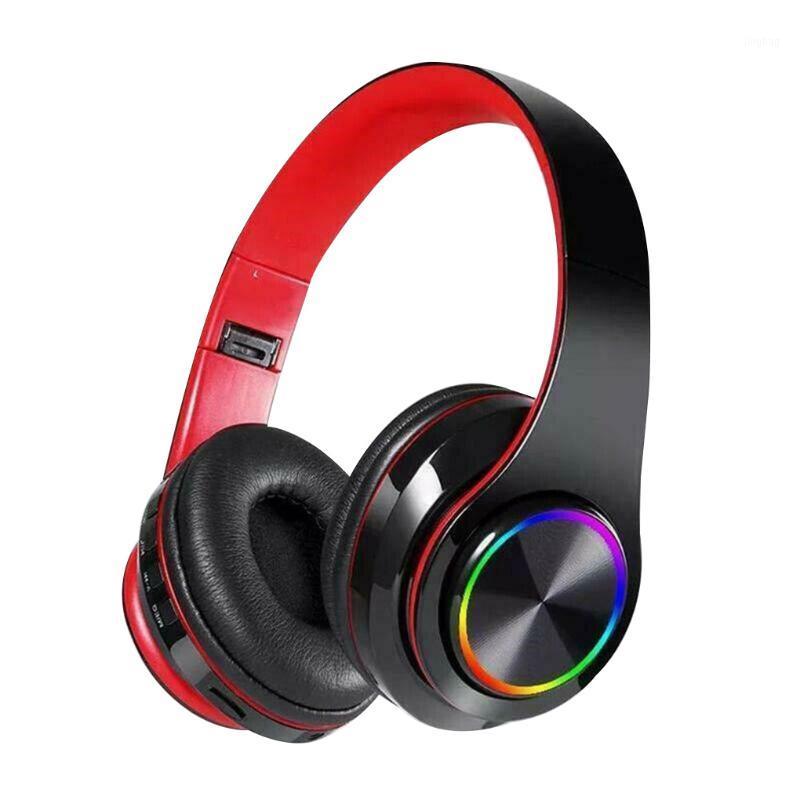 

B39 Colorful LED Headphone Portable Folding Built-in FM Earphones Wireless Bluetooth V5.0 Headset With MIC Support TF Headset1, Black