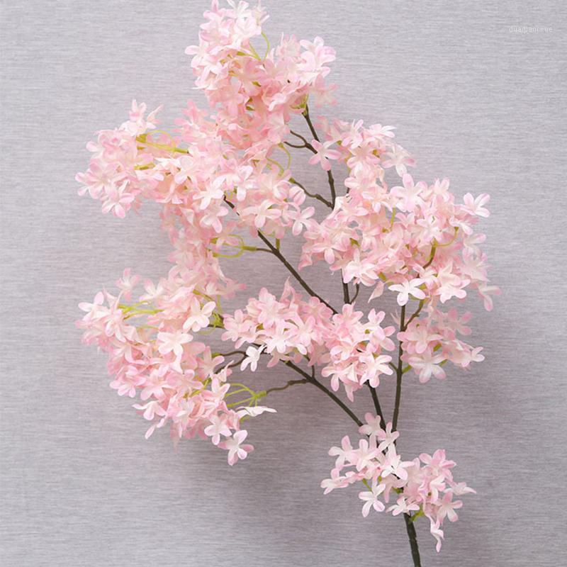 

90cm Large Artificial Flowers Cherry Plum Peach Blossom Plastic Long Stem Silk Flower Branch Fake Flower Wedding Home Decoration1, White