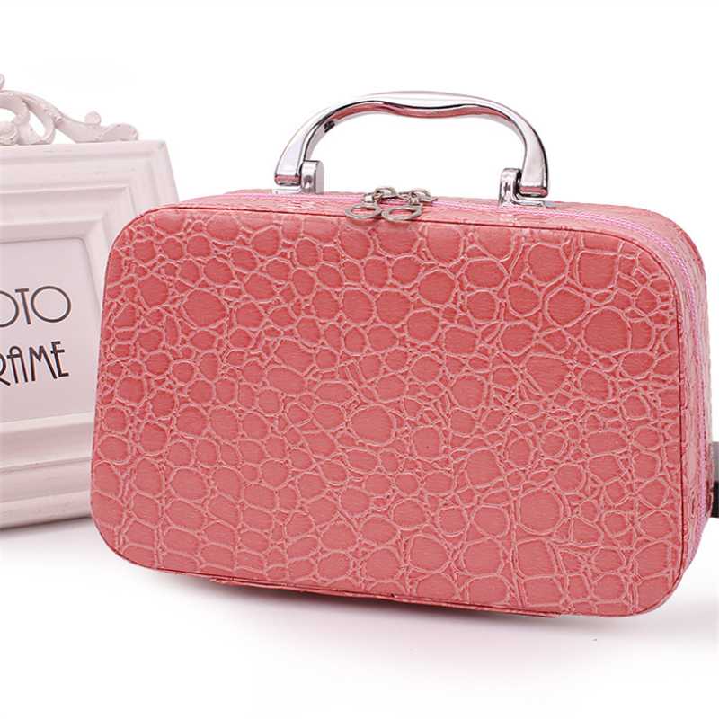 

Woman stone pattern portable cosmetic bag small portable large-capacity cosmetic case storage box clutch bag, Black