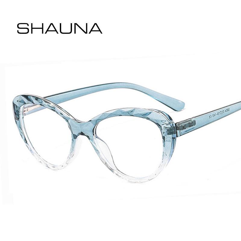 

SHAUNA Anti Blue Light Candy Colors Diamond Section Women Cat Eye Optical Frames Spring Hinge
