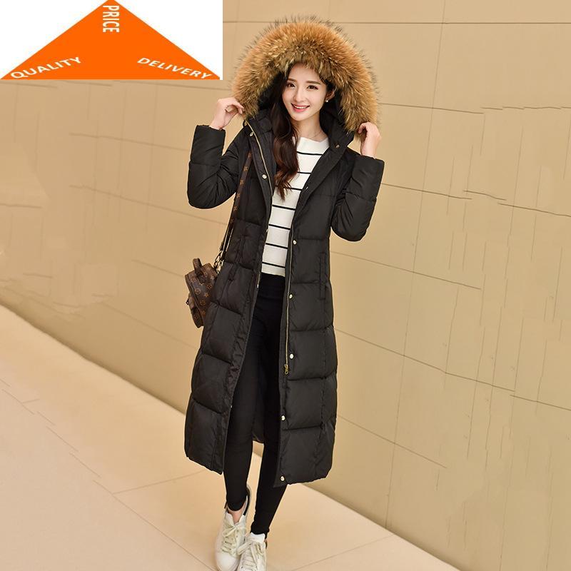 

Warm Winter Female Duck Jacket Raccoon Fur Hooded Clothes 2020 Korean Thick Down Parka Coat Women Hiver LW9844, Black