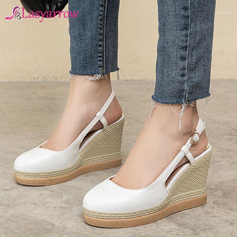 

Lasyarrow White Black Pink Womens Wedges Platform Shoes Weave Design Women High Heels Slingbacks Party Shoes Pumps Summer 20211