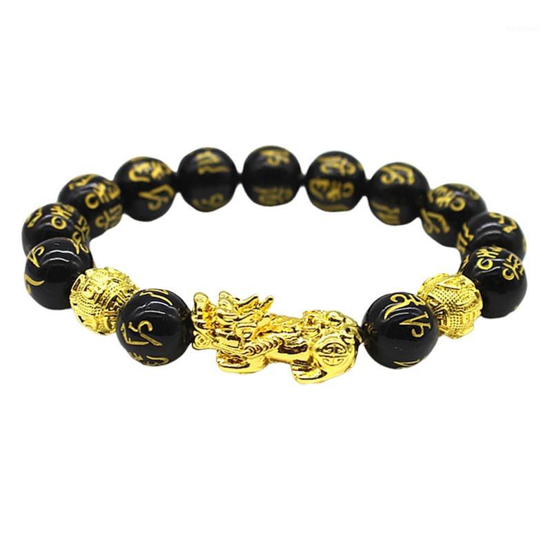 

Buddha Beads Bracelet Men Women Unisex Chinese Feng Shui Pi Xiu Obsidian Wristband Gold Wealth And Good Luck Women Bracelets1