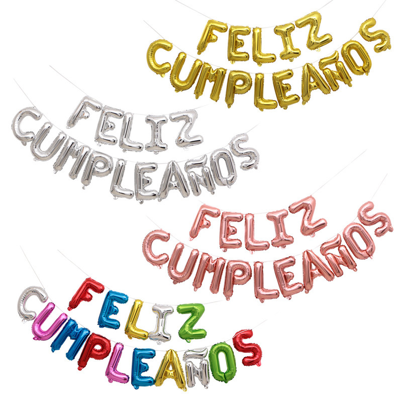 

16 inch imitation Spanish beauty happy birthday balloon suit Feliz Cumpleanos letters balloon combo Y0107