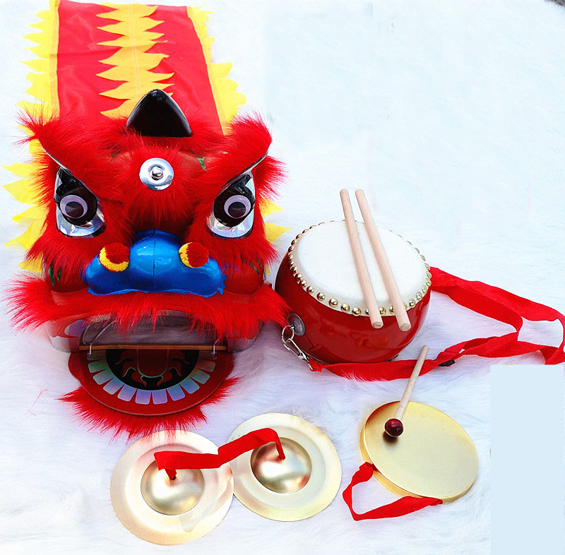 Mascot Costumes 10 Inch Childrens Lion Dance Gongs and Drums Mascot Costume Cartoon Props 2-5 Years Old Drama Parade Costume Sports Traditio-image-748724745