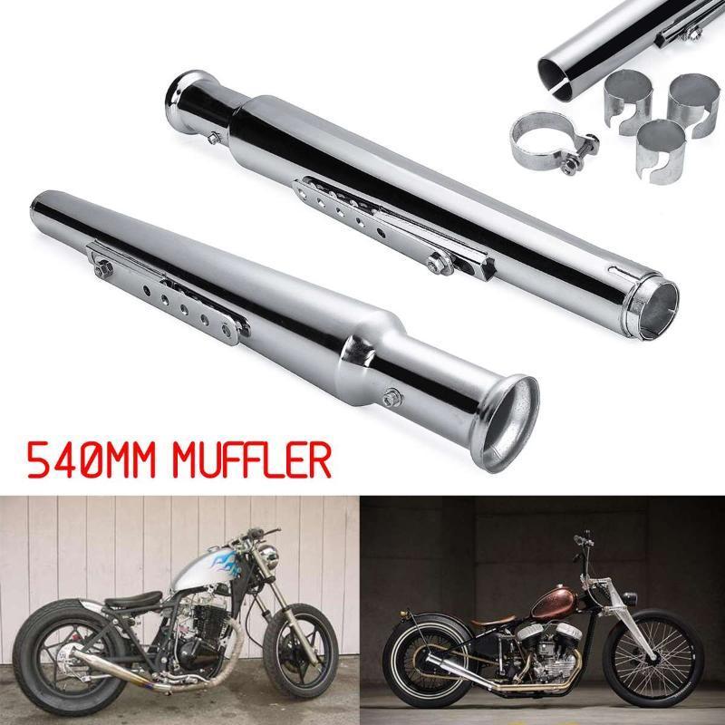 

Pair 550mm Motorcycle Retro Exhaust Muffler Pipe Cafe Racer Exhaust Tips Tail Tube For Chopper Bobber Custom1