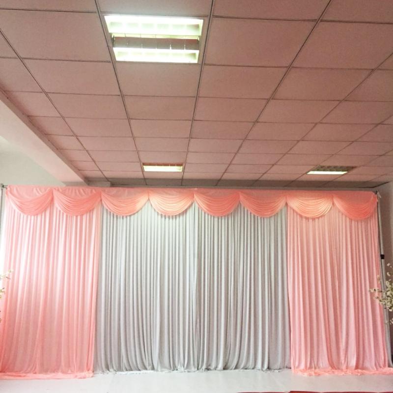

3M*6M Dark Pink Swags Drapes Hot Sale Wedding Backdrop Stage Curtains