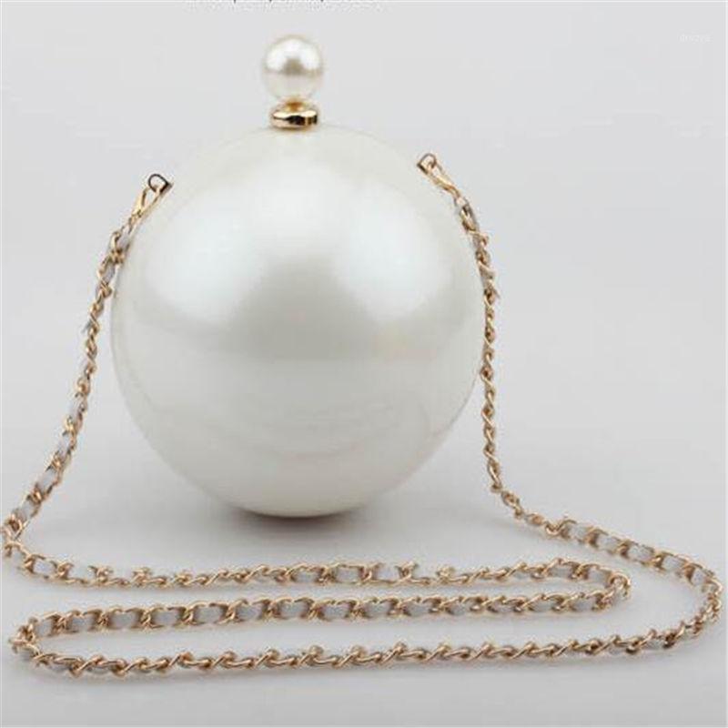 

Wholesale-2016 Hot Fashion Pearl Party Globe Evening Bag Day Clutch Ladies Mini Handbag Chain Cross Body Shoulder Bag Purse Bolso1, Black