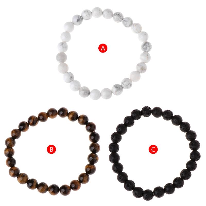 

8mm Beaded Bracelet Energy Stone Gifts Jewelry Women Men Bangle Volcanic Natural 19QC