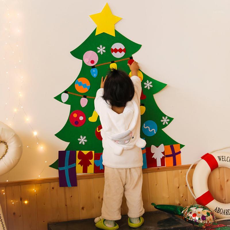 

Felt Christmas Tree with Ornaments 2019 Toddler New Year Toys DIY Craft Artificial Tree Christmas Decoration for Home Hot A308191
