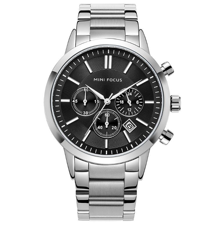 

special time 2021 quartz movement business men's full steel watch silver black date waterproof watches casual sports male clock, Slivery;brown