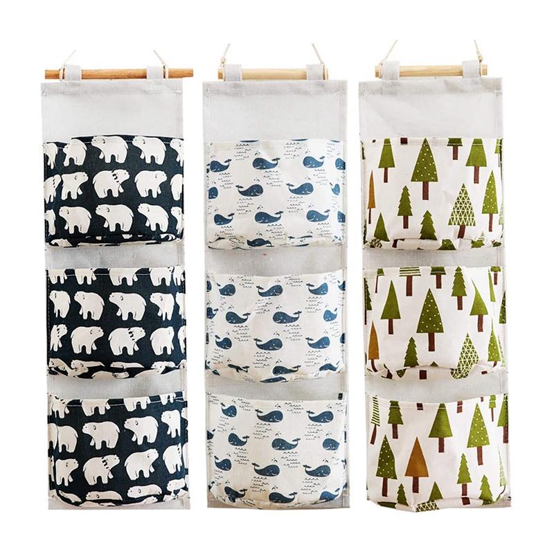 

3 Pcs Wall Hanging Storage Bag,over the Door Organizer,Hanging Pocket(with 3 Pockets),for Bedroom,Bathroom,Kitchen, As shown