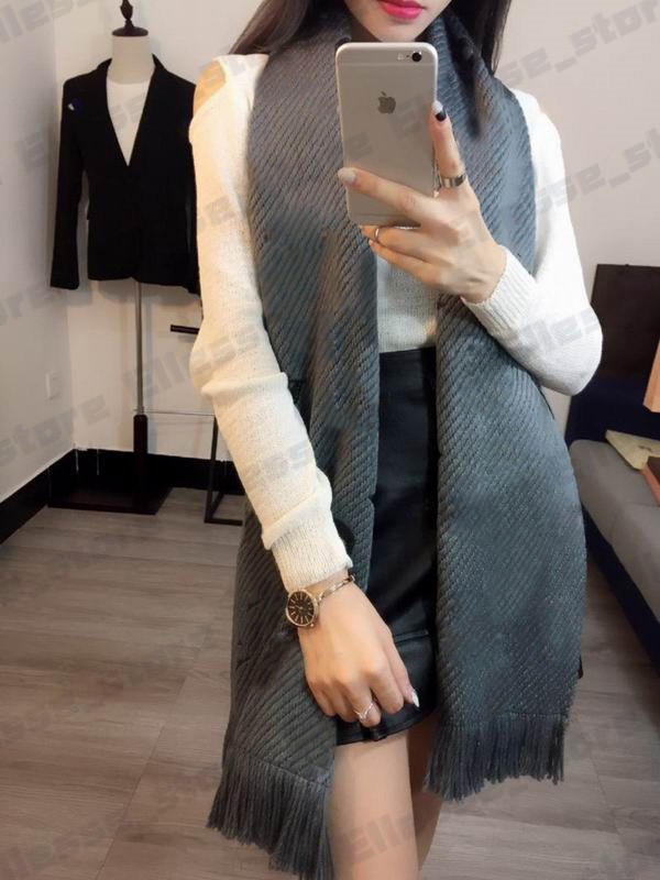 

with box gift bag receipt tag scarfs for women winter mens scarf luxe pashmina warm fashion imitate wool cashmere scarves 20ss, Blue;gray