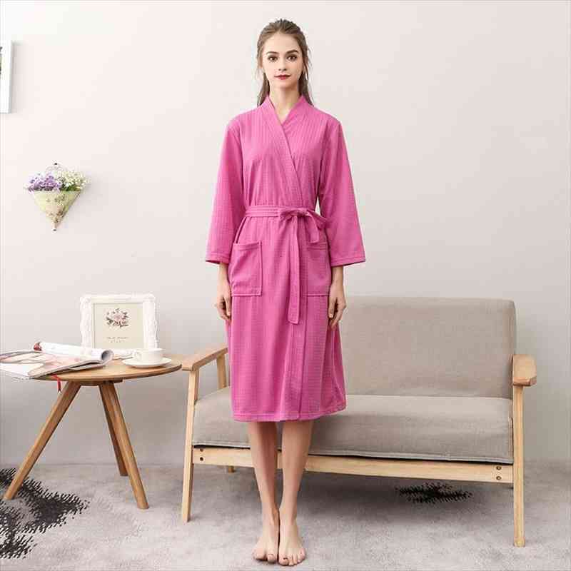 

Dressing Gowns For Women Absorbent Cotton Plus Size Xxxl Robes Bathrobe Solid Kimono Robe Female Bath Robe With Belt, Black;red