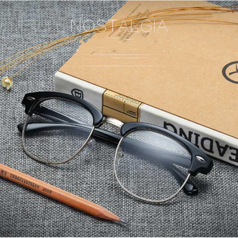 

Fashion Vintage Retro Half Metal Frame Clear Lens Glasses Men Women Computer Protection Eyewear Eyeglasses1