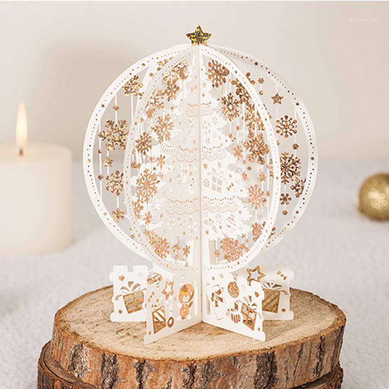 

10 pieces/lot) 3D Up Christmas Greeting Card Laser Cut "Merry Christmas" Deer Santa 3d Red Gold Cards With Envelope C90081