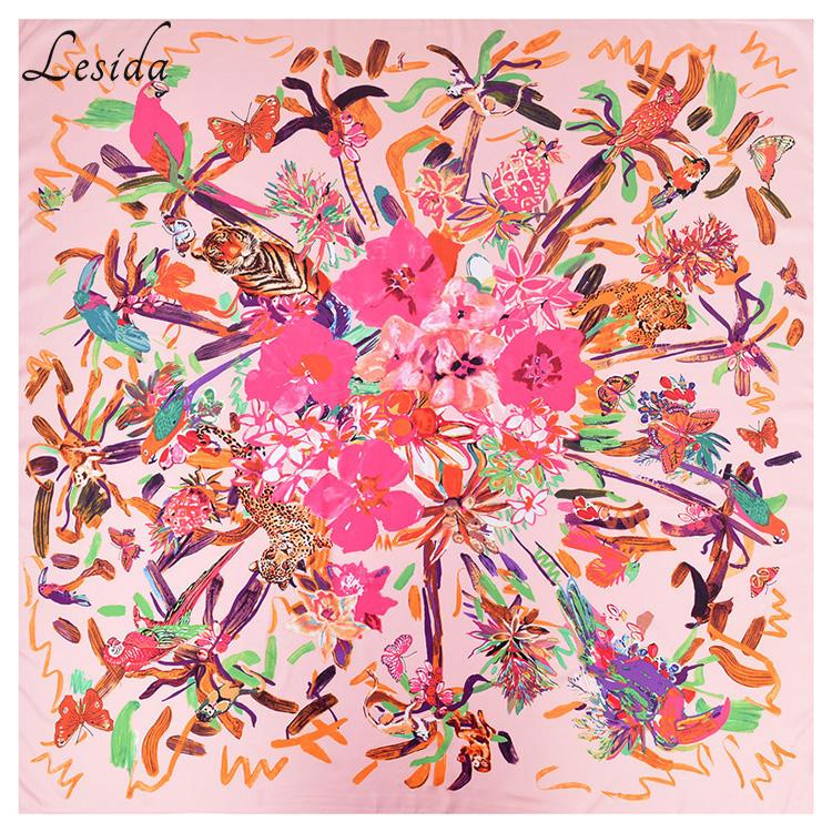 

Women Joker Square Print Silk Scarf New Fashion Foulard Vintage Twill Tiger Animal Print Scarf Wholesale