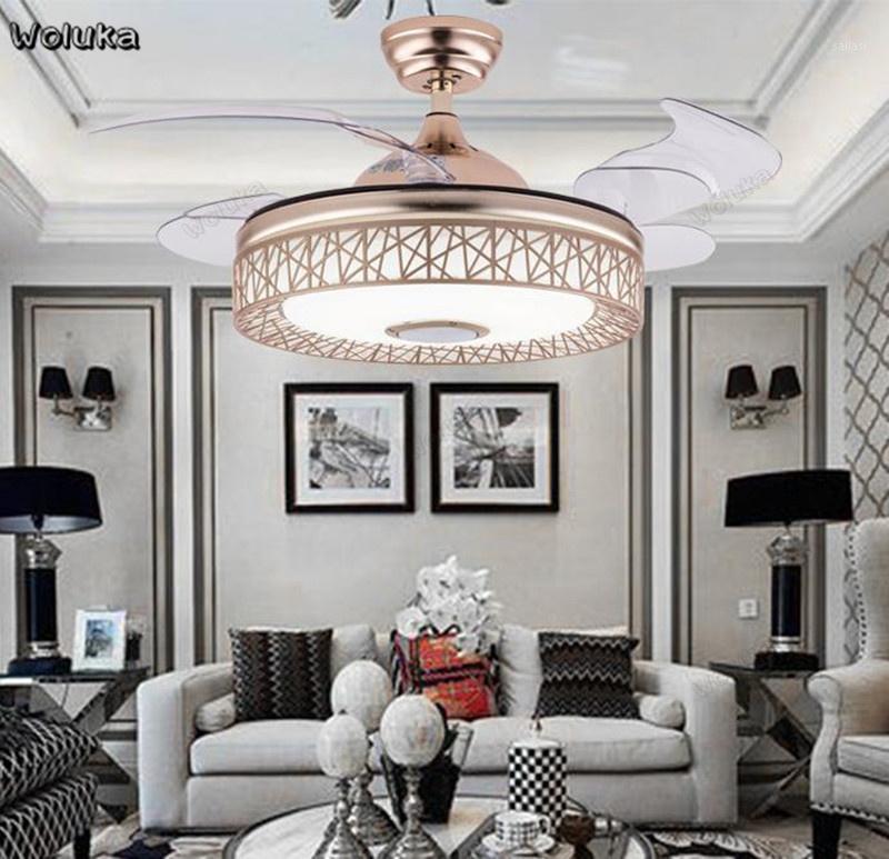 

Fan light ceiling fan light invisible living room dining room Nordic modern minimalist bird's nest with Bluetooth audio CD50 W071