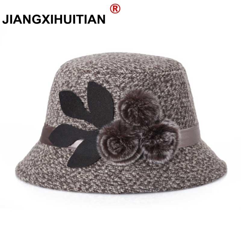 

Elegant Party Ladies Fedoras Women Hat Lady Cap Winter Warm Hat Women Faux Woolen Winter Warm Hats 2020 Caps 57-58cm Mom Gift