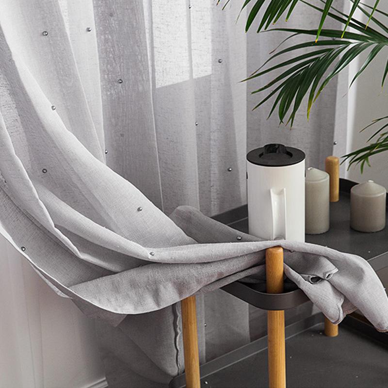 

American Gray Light-transmitting Luxury Pearl Thicker Tulle Curtains for Living Room Beaded Sheer Window Screen Bedroom, Photo color
