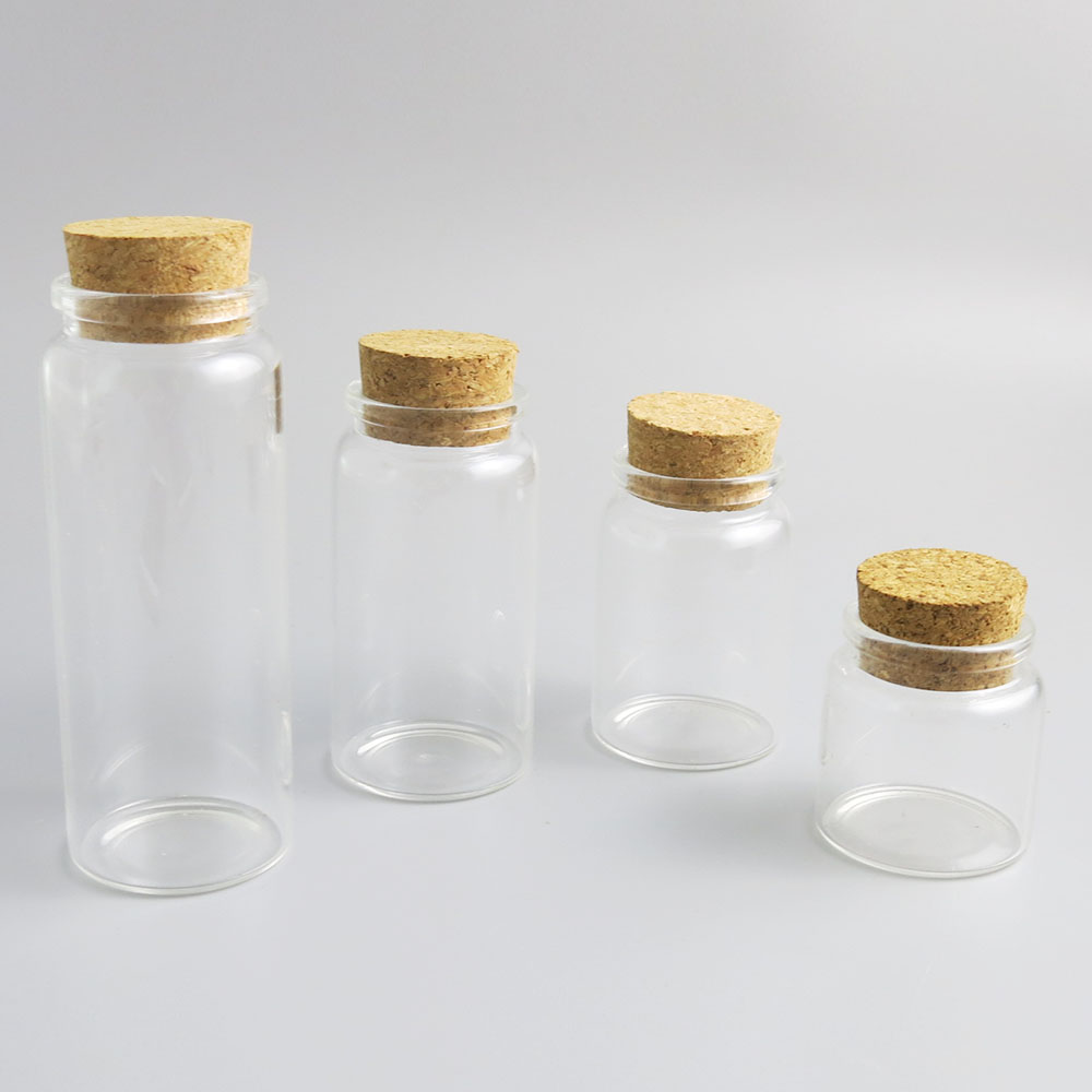 

24 x 50ml 80ml 100ml 150ml Clear Glass Bottles with Wood Cork 5oz Transparent Large Display Container for Candy Storage Bottle